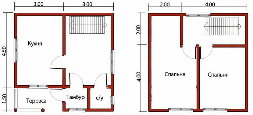 Планировка двух этажей Планировка двух этажей