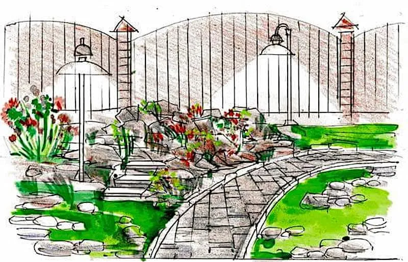 Схематическая планировка участка с альпийской горкой