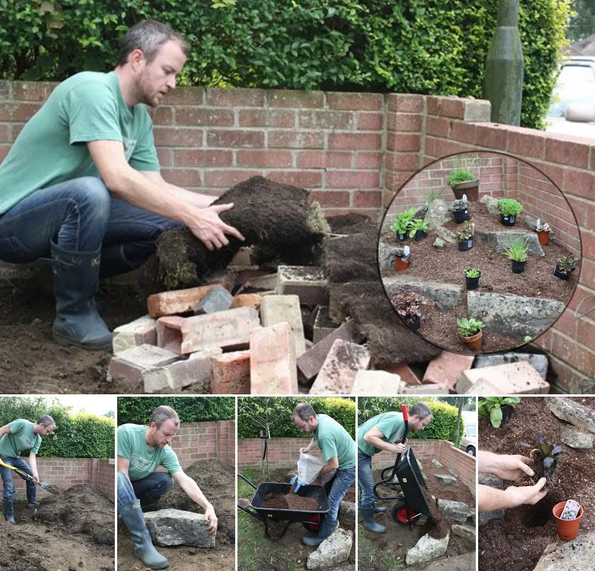 Миниатюрная альпийская горка в углу участка сделанная своими руками