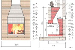 Схема камина с прямым дымоходом