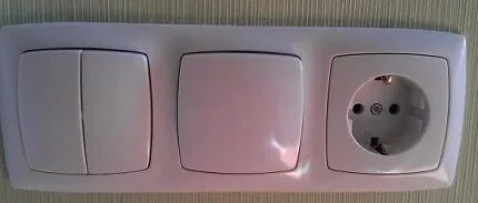 Пример подключения выключателя и розетки