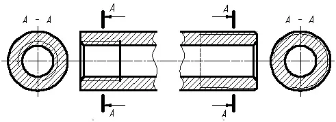 Пример изображения резьбы на стержне и в отверстии