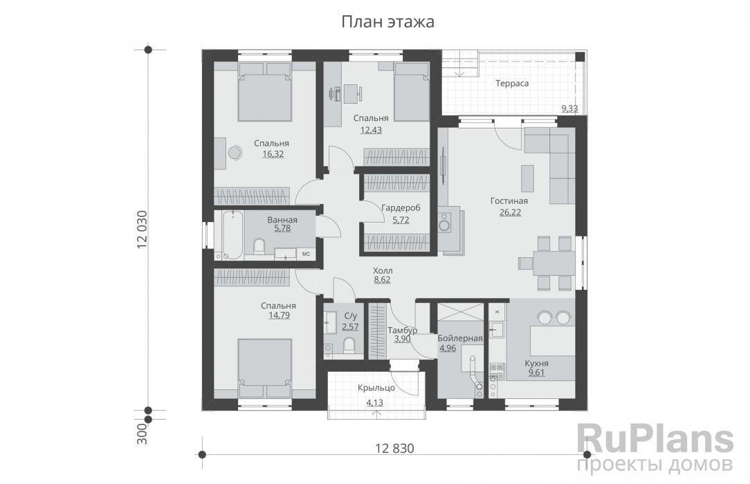 Проекты одноэтажных домов - Планы