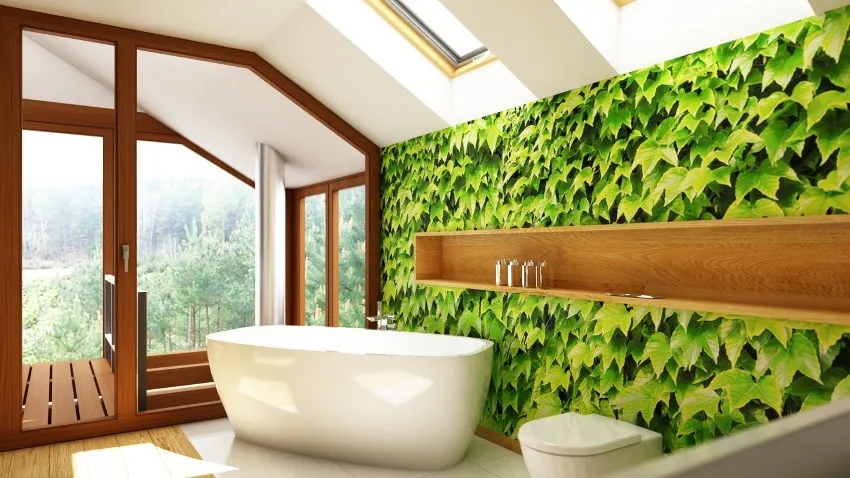 Современные дизайнеры все чаще прибегают к декору ванной комнаты с помощью влагостойких 3D фотообоев 
