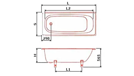 Размеры стальных ванн