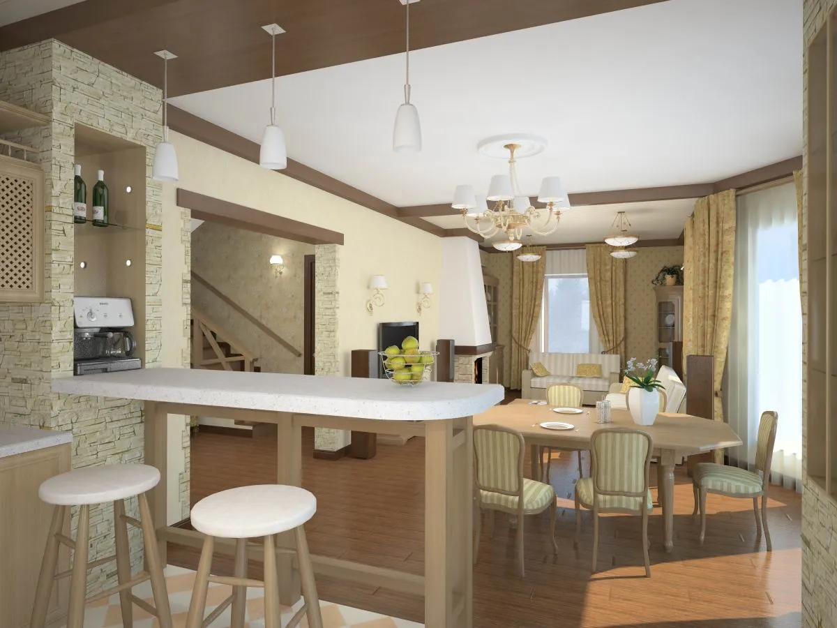 Расширение пространства маленькой квартиры при помощи объединения гостиной и кухни