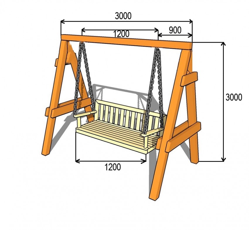 Чертежи с размерами садовых качелей из