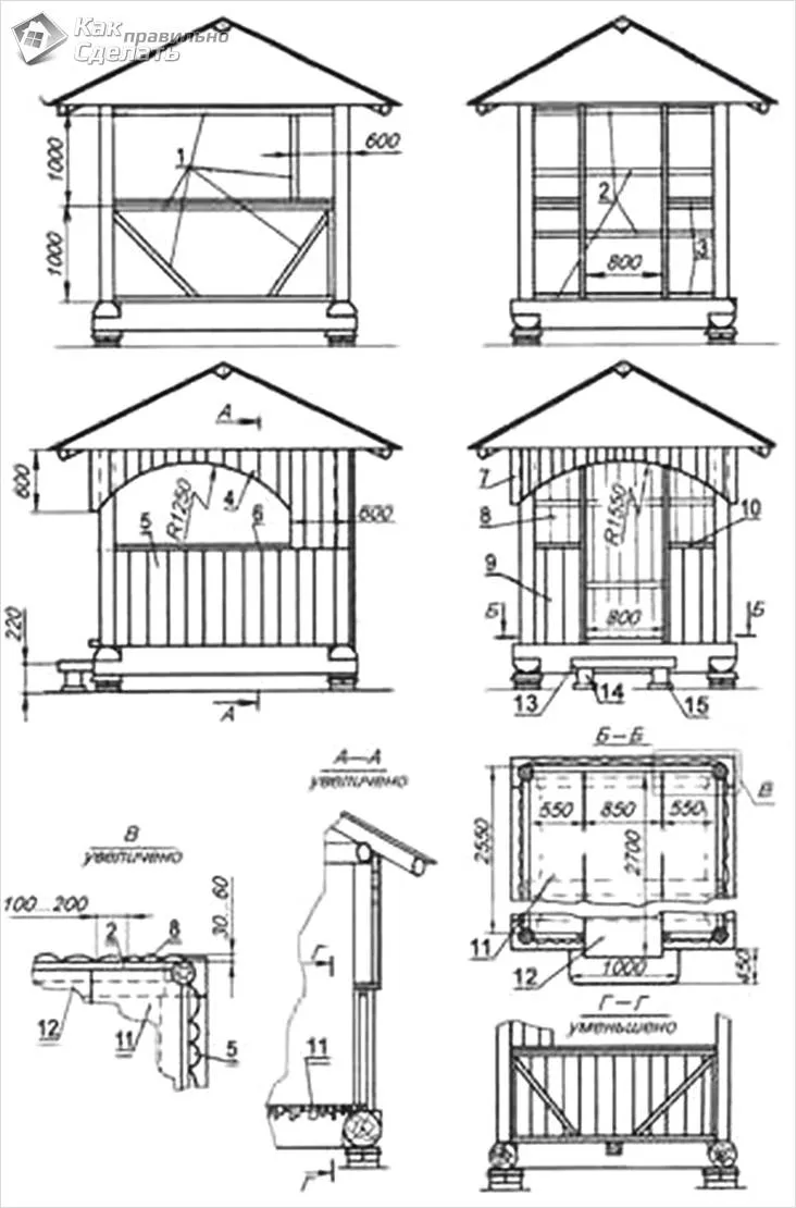 Схема беседки из профильной трубы
