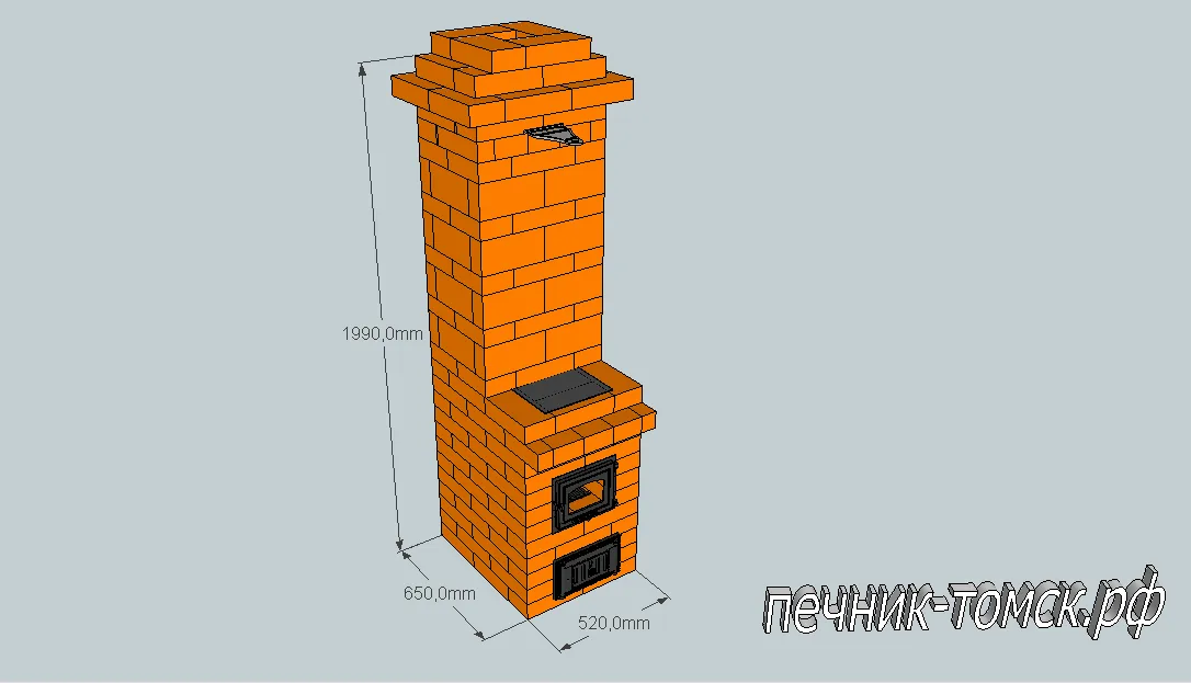  Проект печи разработан для садового домика.Печь отопительно-варочная.Отапливает 20 кв.м.