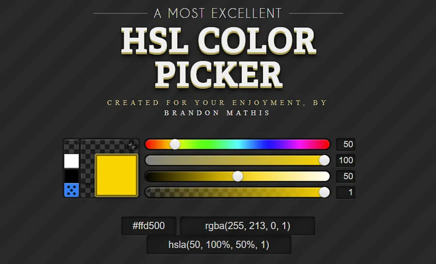 Сервисы для работы с цветом. Топ 6. Hslpicker.Com.