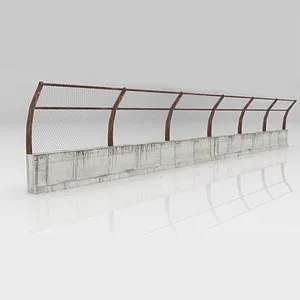 Concrete Wall with Fence 3D model