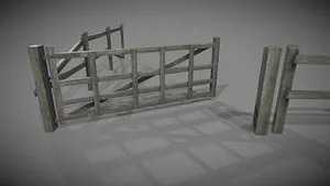 3D model old wooden fence gate