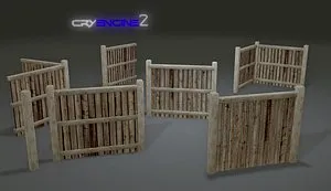 free pack fences plank modular 3d model