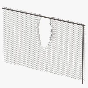 Chain Link Fence Damaged 3D model