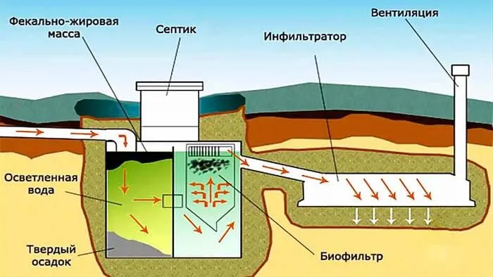 расстояние от септика