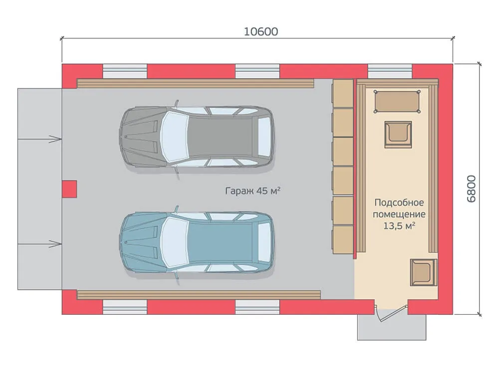 Проектирование гаража на 2 машины - студия Эльдеко