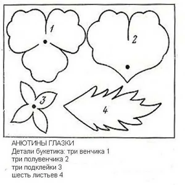 Анютины глазки - выкройка для изготовления из гофробумаги