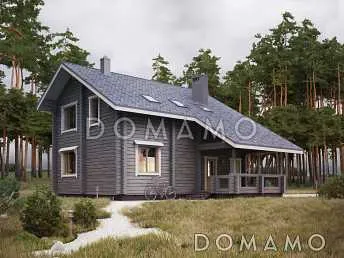 Проект двухэтажного дома из бруса в скандинавском стиле с котельной