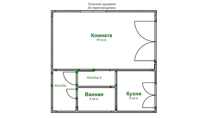 Планировка однокомнатной хрущёвки