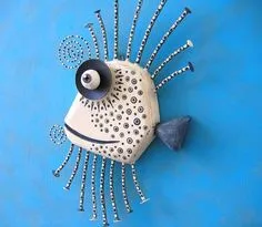 Fish Wall Art, Fish Art, Clay Fish, Bricolage Diy, Wood Fish, Creation Deco, Fish Sculpture, Paperclay, Found Object