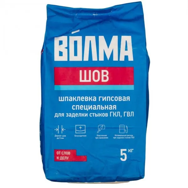 Смесь сухая шпаклевочная на гипсовом вяжущем "Волма-Шов", 5 кг (1 под 240 шт) - купить в Тамбове