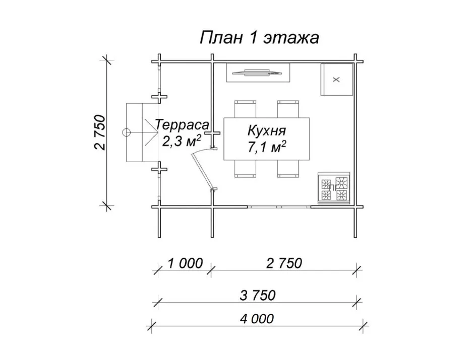 План летней кухни с террасой