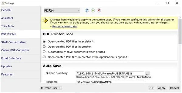PDF24 Settings
