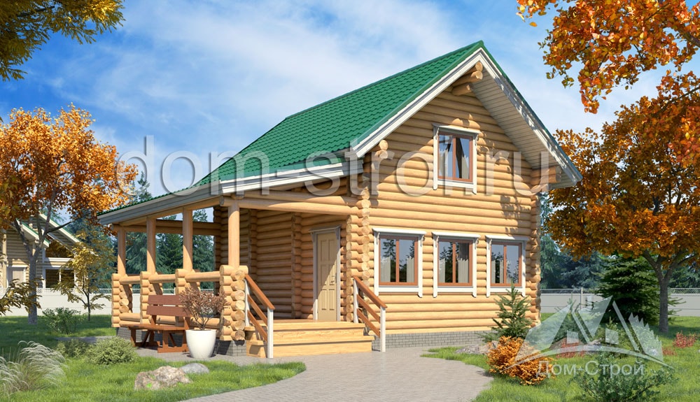 Проект: Дом-баня с верандой и мансардой