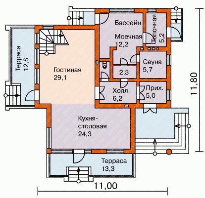 Проект и планировка частного дома 11х11 Проект и планировка частного дома 11х11