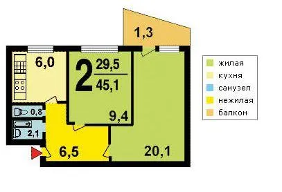 2-х комнатная квартира в доме серии I-515-9Ш