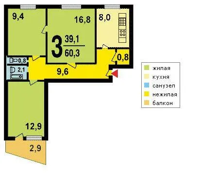 3-х комнатная квартира в доме серии I-515-9Ш